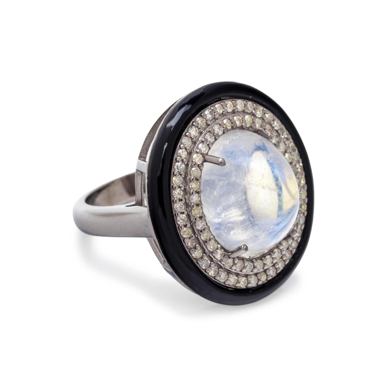 MOONSTONE AND DIAMOND RING