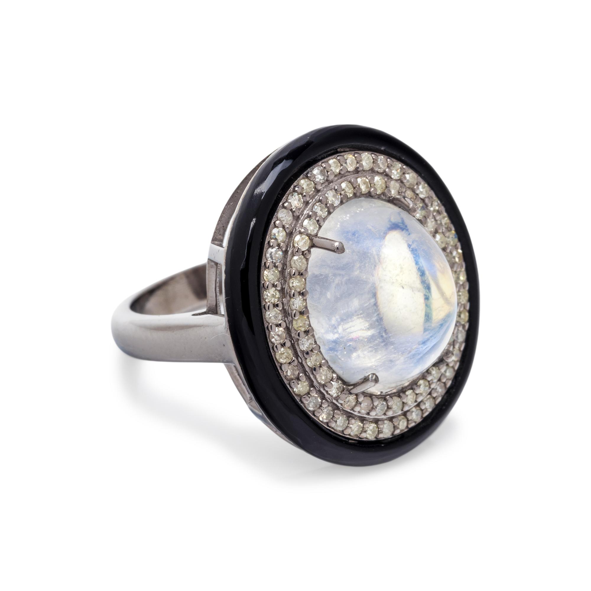 MOONSTONE AND DIAMOND RING