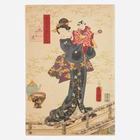 Group of six assorted Japanese woodblock prints 日本浮世绘一组六幅 19th century ????
