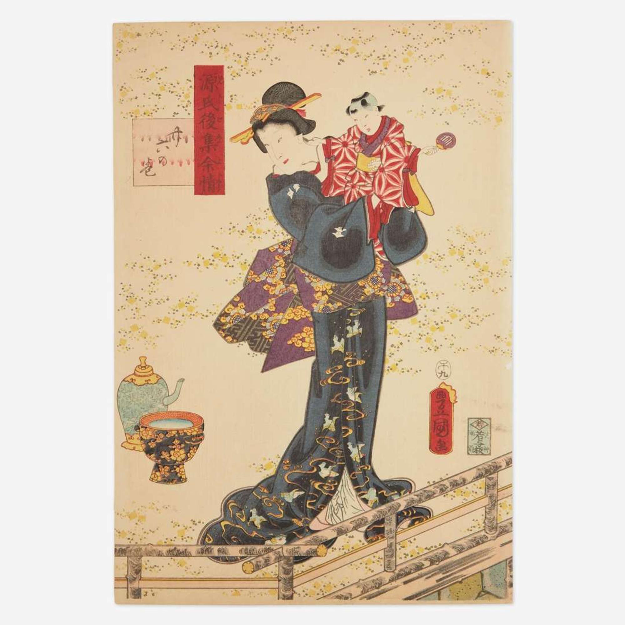 Group of six assorted Japanese woodblock prints 日本浮世绘一组六幅 19th century ????