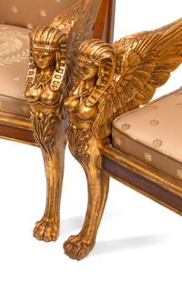 A Set of Four Italian Neoclassical Style Parcel Gilt Armchairs