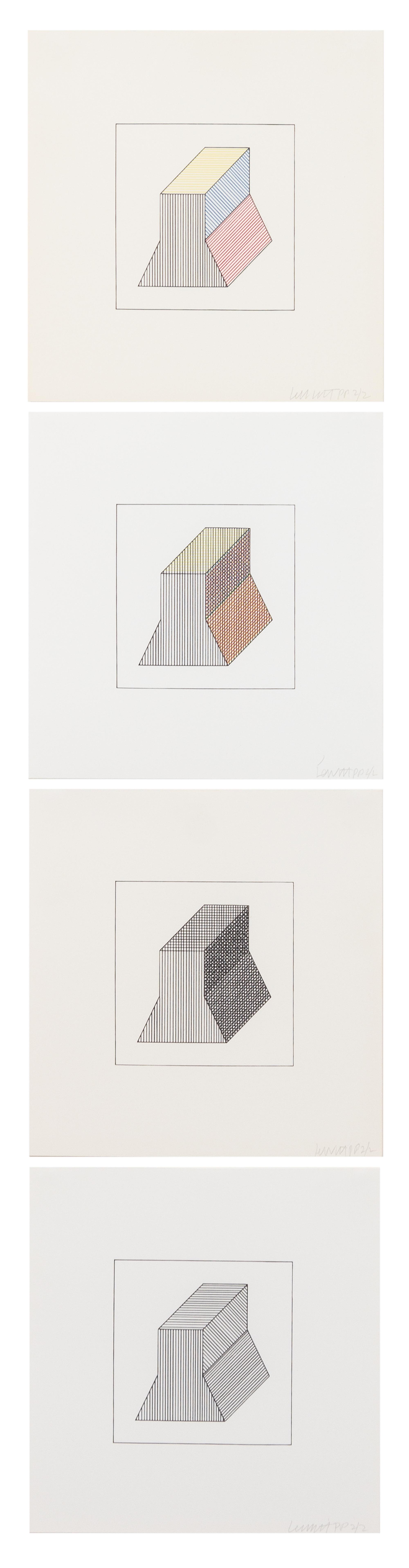Sol LeWitt, (American, 1928-2007) , Twelve Forms Derived From a Cube, 1984 (complete portfolio of 48 screenprints with title and justif
