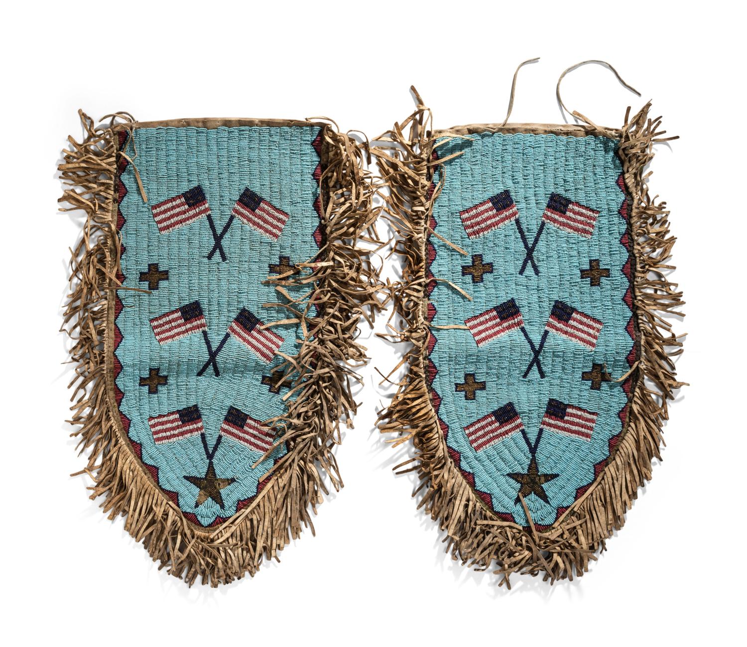 Sioux Beaded Hide Parade Saddle Bags, with American Flags