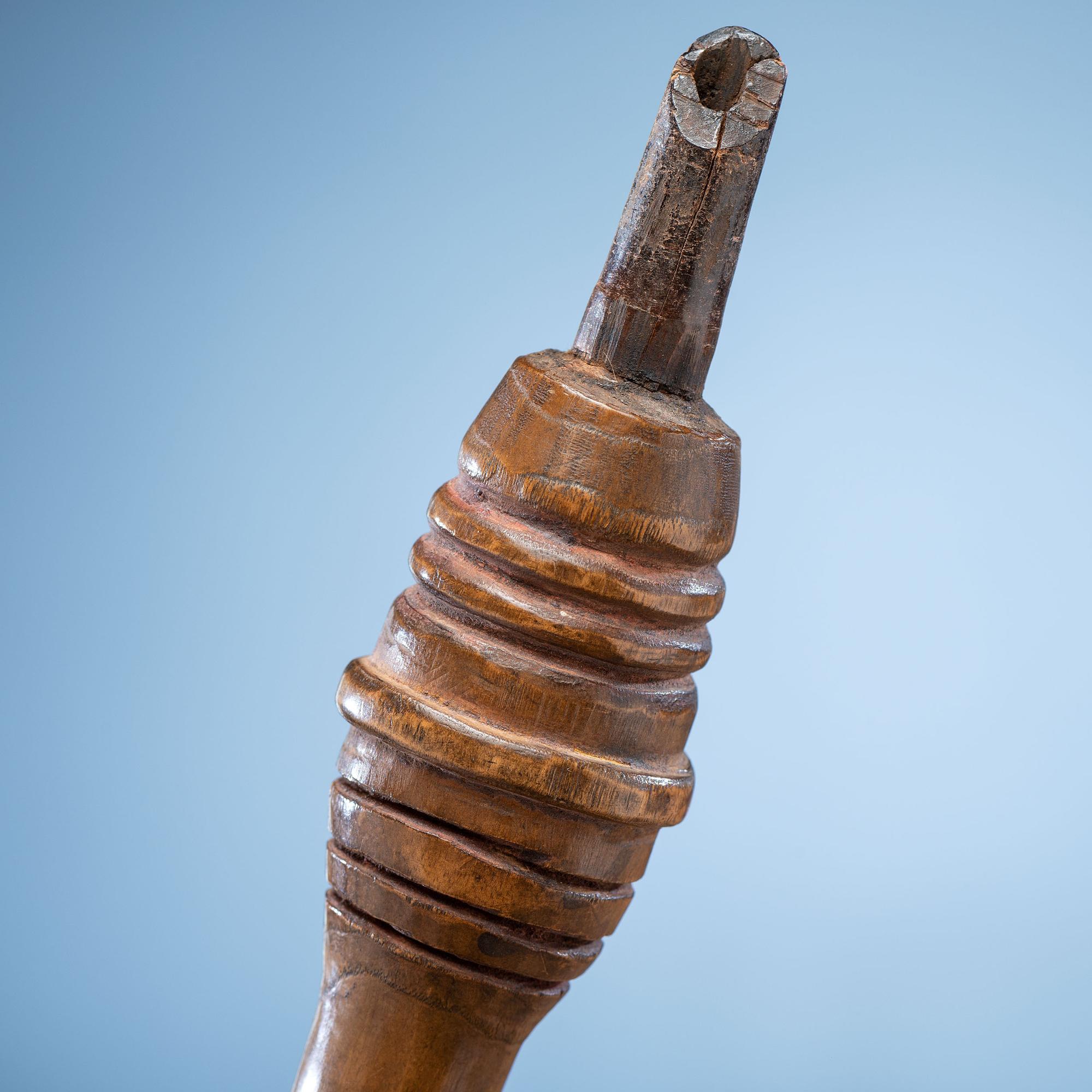 Western Great Lakes Polychrome Pipe Stem, with Catlinite Bowl