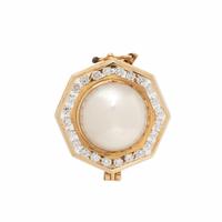 Mabé Pearl, Yellow Gold, and Diamond Necklace Enhancer