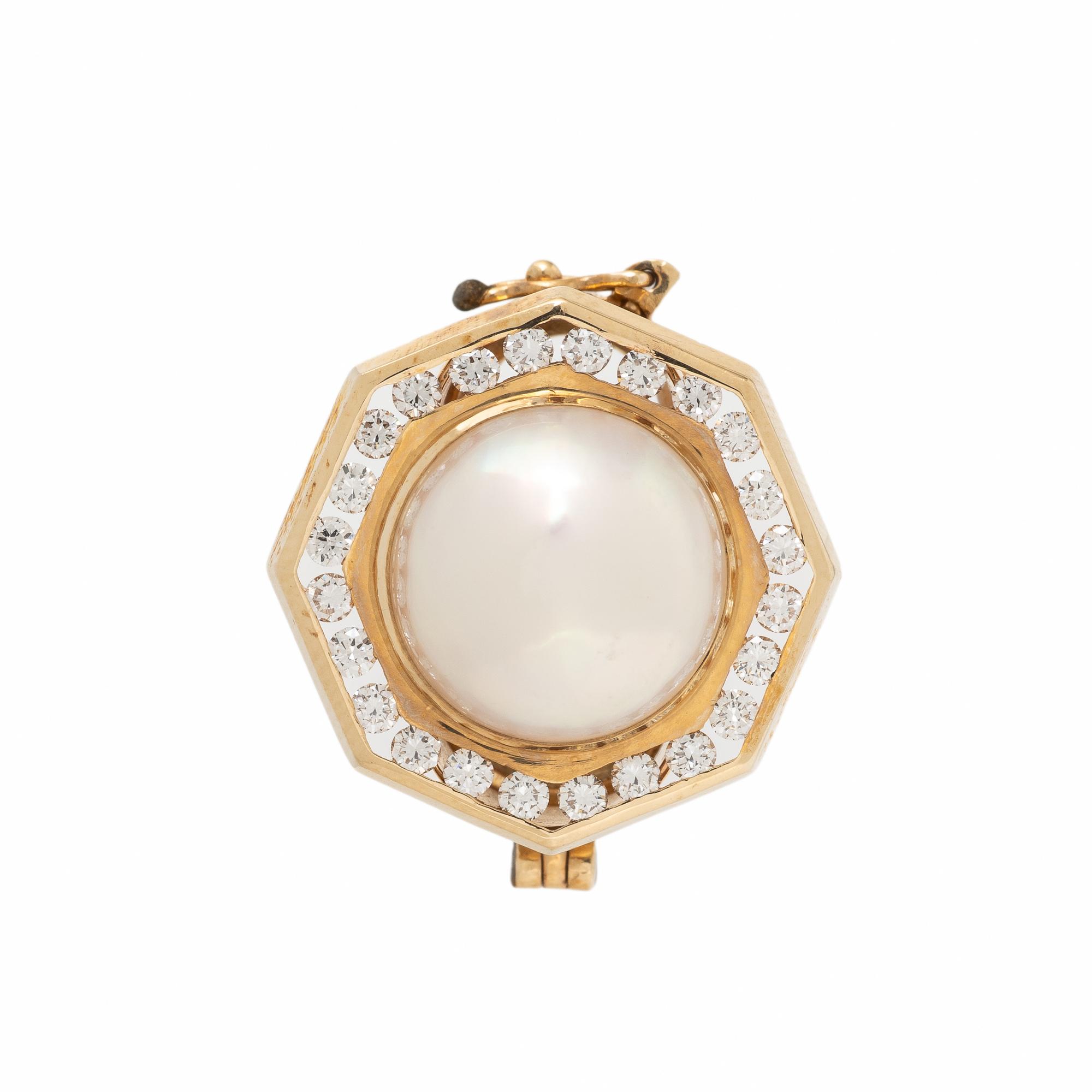 Mabé Pearl, Yellow Gold, and Diamond Necklace Enhancer
