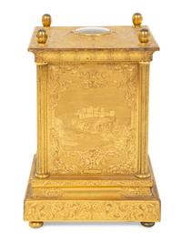 An English Engraved Ormolu Carriage Clock