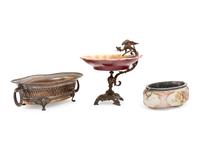 Two French Jardinieres together with a Footed Dish