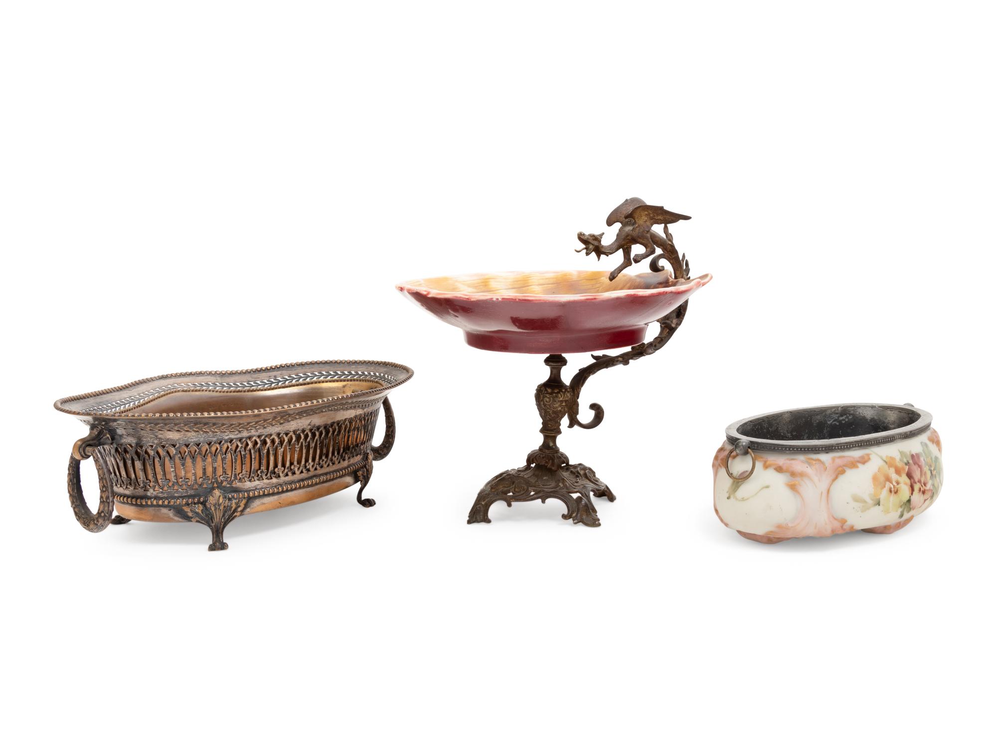Two French Jardinieres together with a Footed Dish