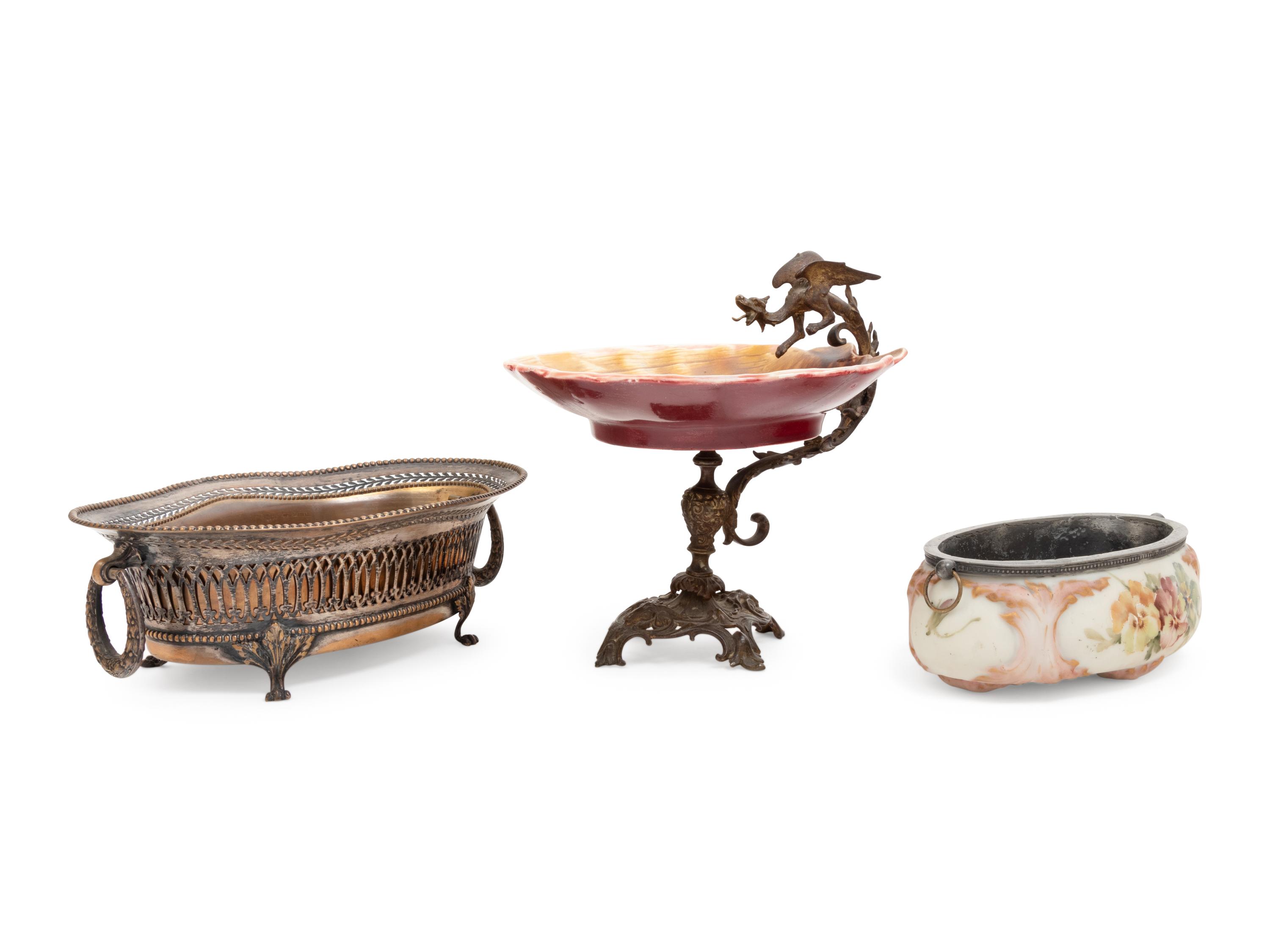Two French Jardinieres together with a Footed Dish