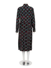 Gucci Silk Print Belted Dress with GG Logo, Spring 2017