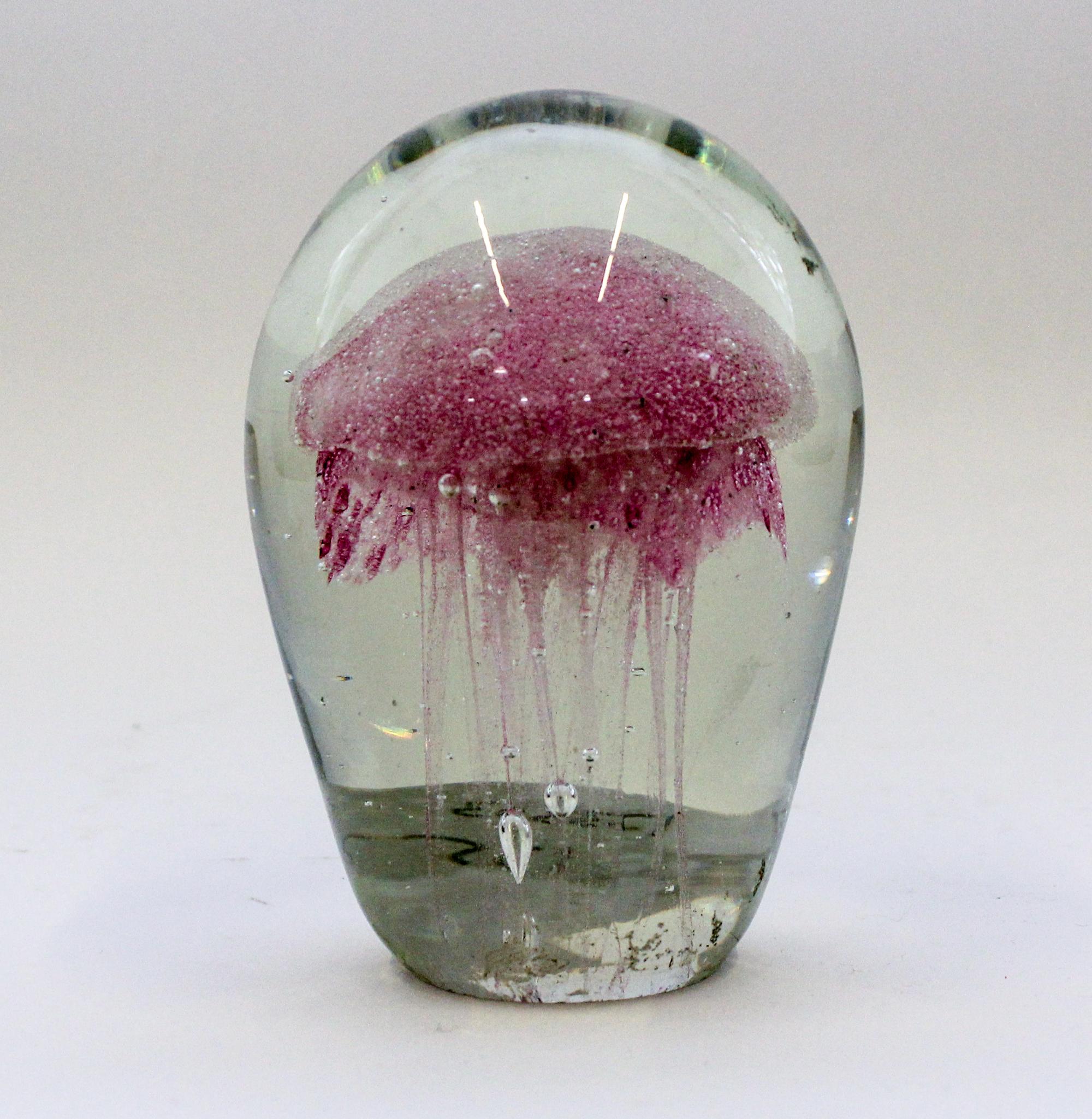 A Large Glass "Jellyfish" Paperweight. Height 5 3/4 inches.