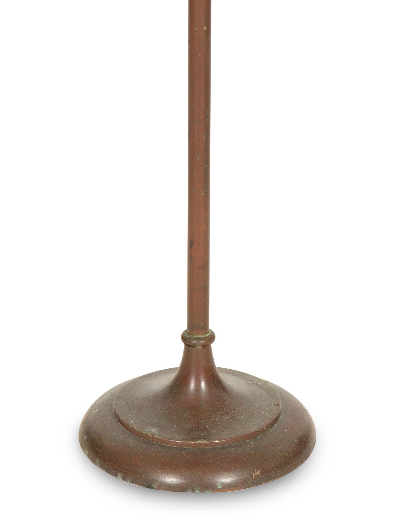 An Handel Reverse Painted Glass Treasure Island Harp Floor Lamp