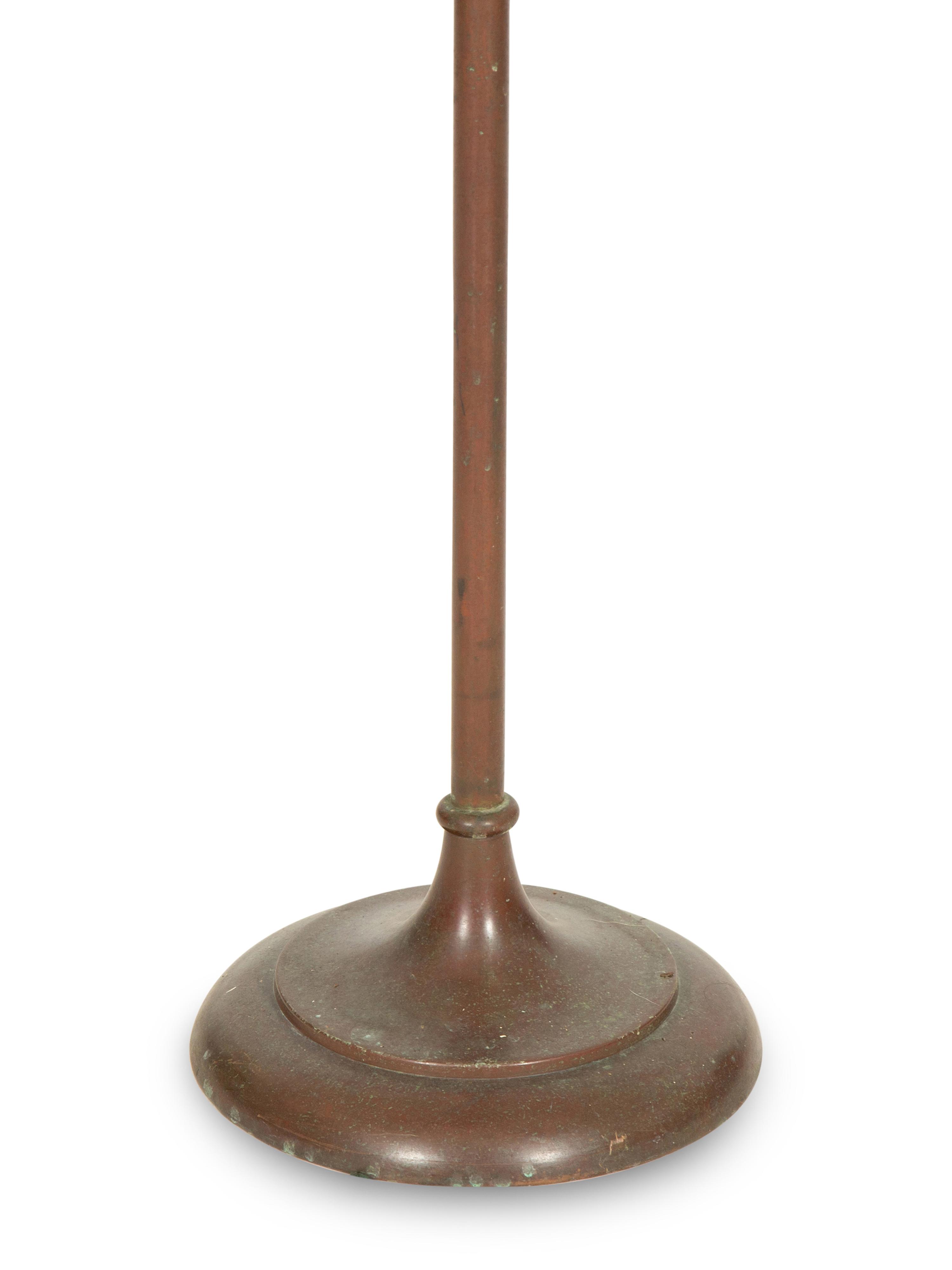 An Handel Reverse Painted Glass Treasure Island Harp Floor Lamp