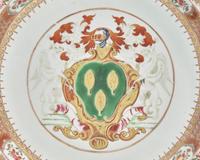 A Pair Of Large Chinese Export Porcelain Chargers Bearing The Arms Of Woodward