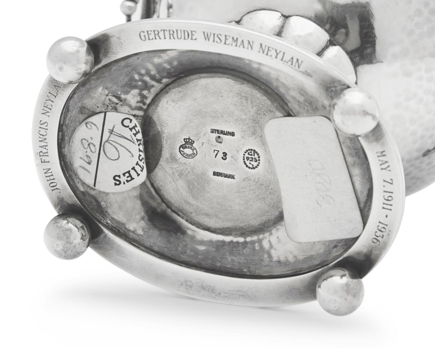 A Georg Jensen Silver and Hardstone Mounted Table Lighter