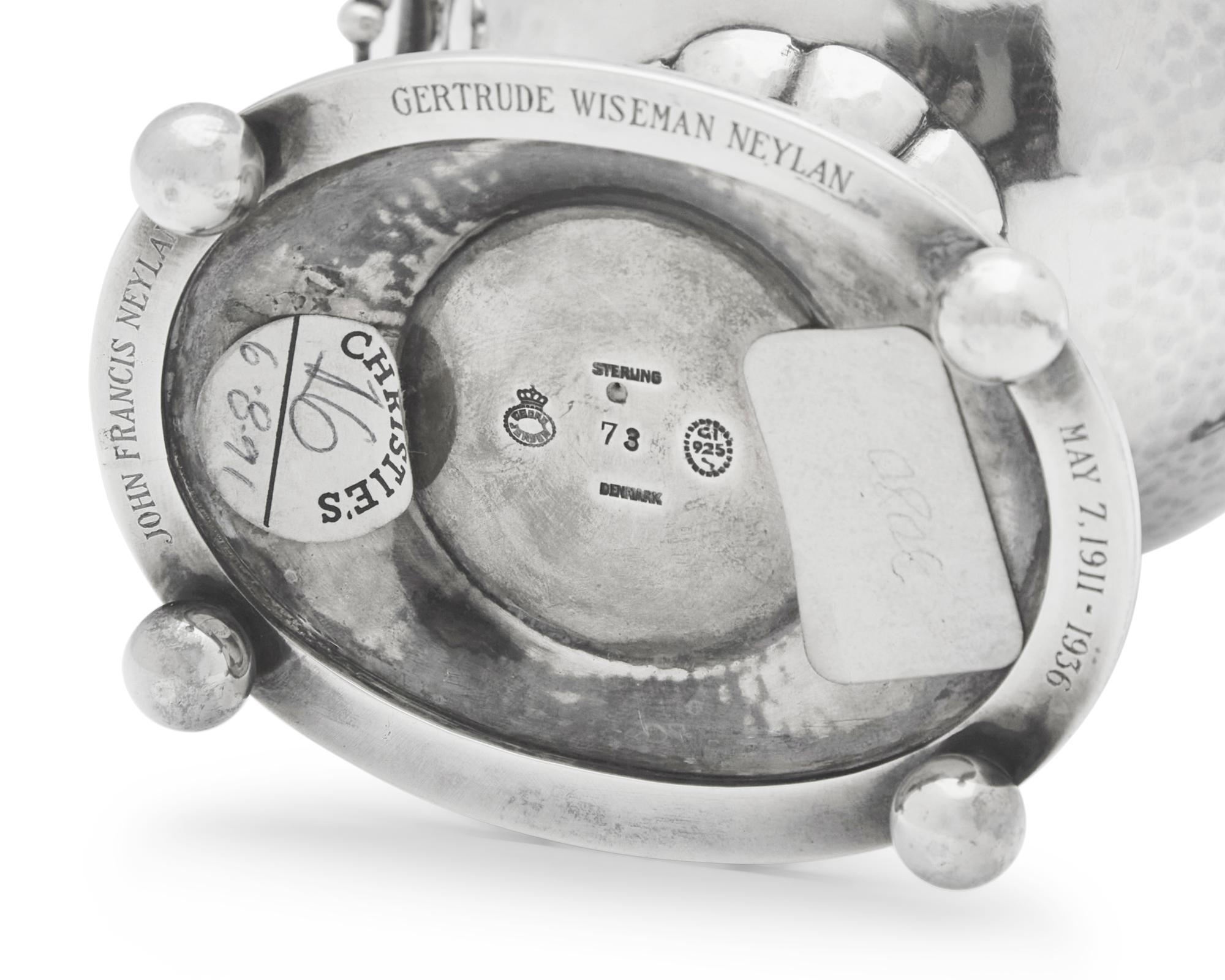 A Georg Jensen Silver and Hardstone Mounted Table Lighter