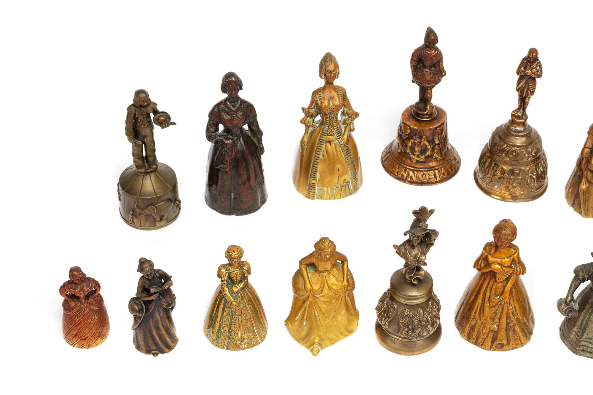 A Collection of Twenty Continental Bronze Figural Bells