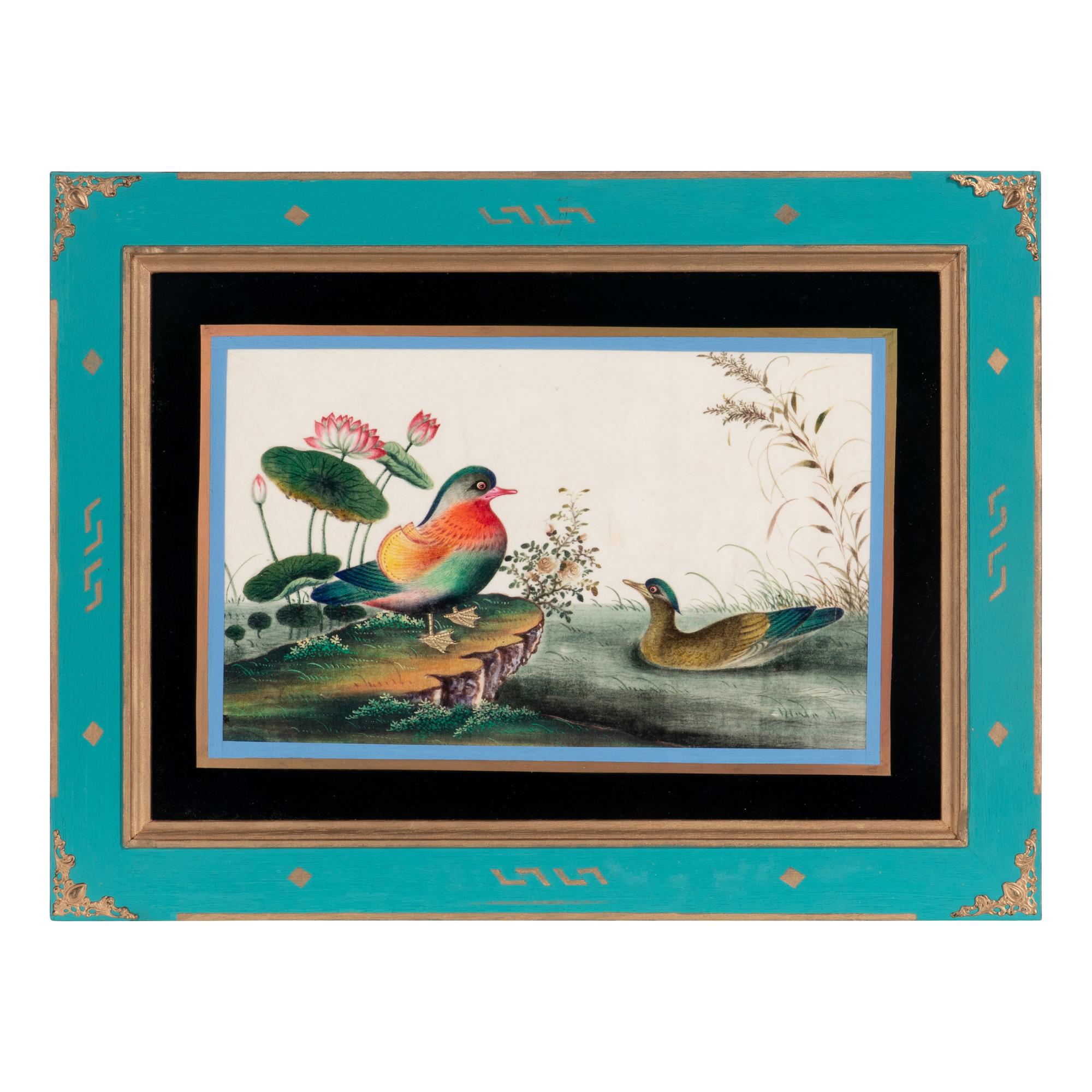 A Set of Twelve Chinese Export Watercolor and Pith Paintings of Exotic Birds