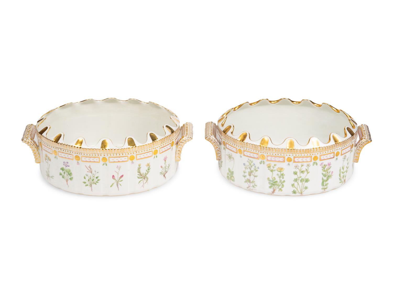 A Pair of Royal Copenhagen Flora Danica Porcelain Monteiths