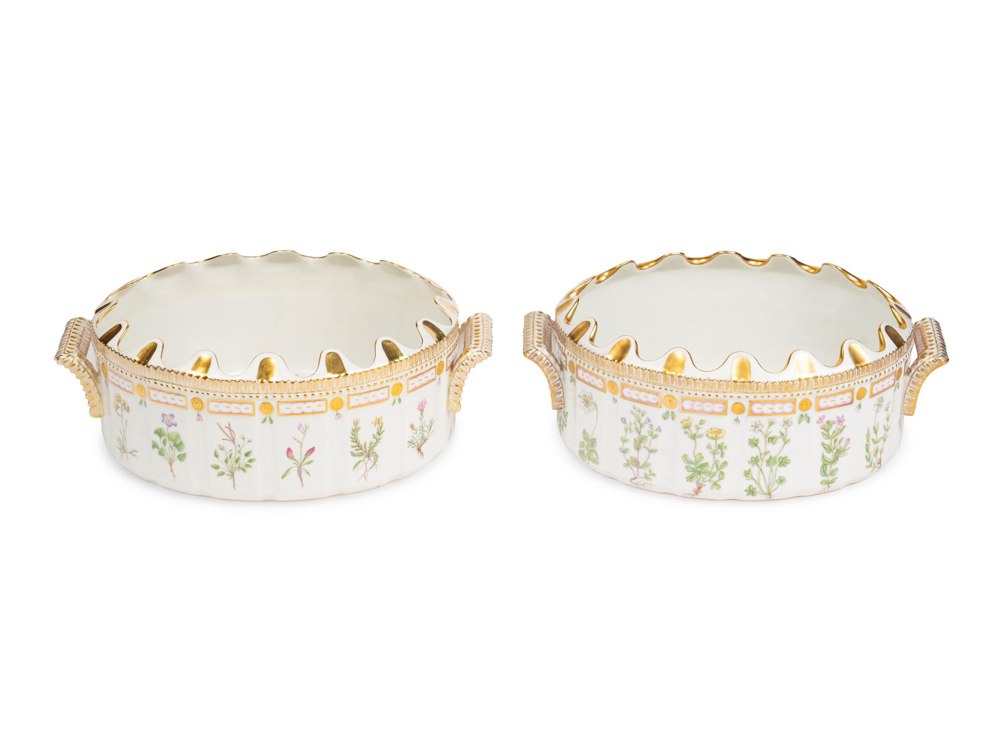 A Pair of Royal Copenhagen Flora Danica Porcelain Monteiths