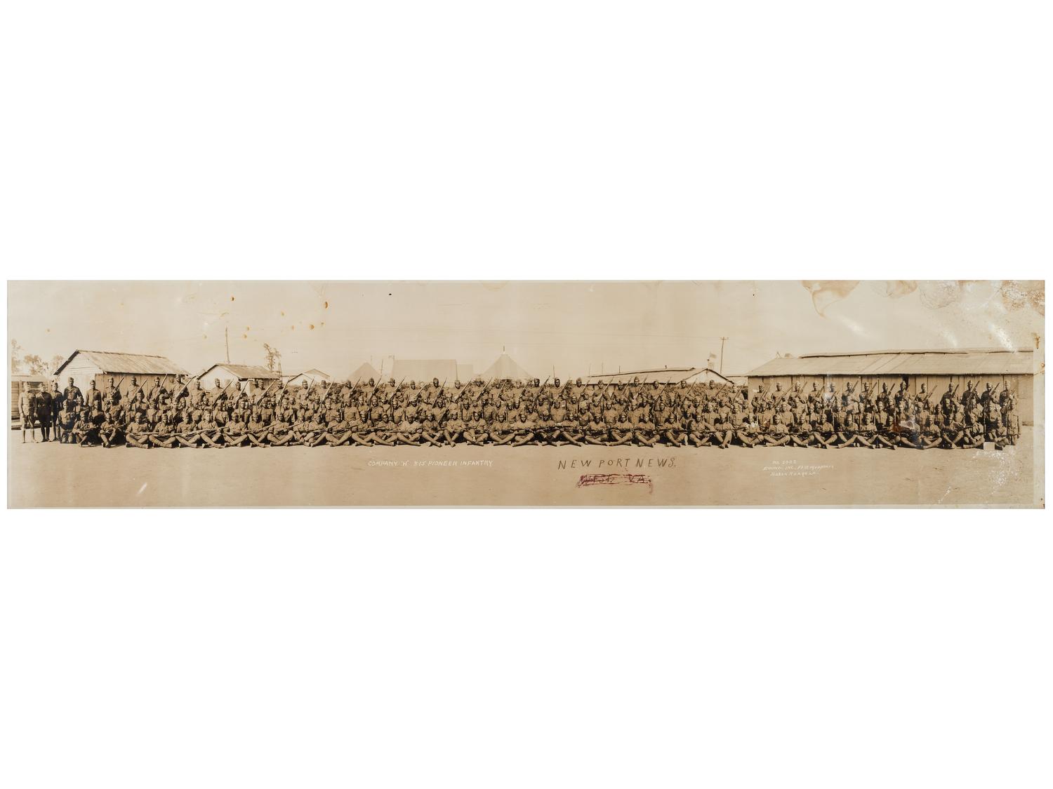 [WORLD WAR I]. Panoramic photograph of Company "H," 815th Pioneer Infantry Regiment.