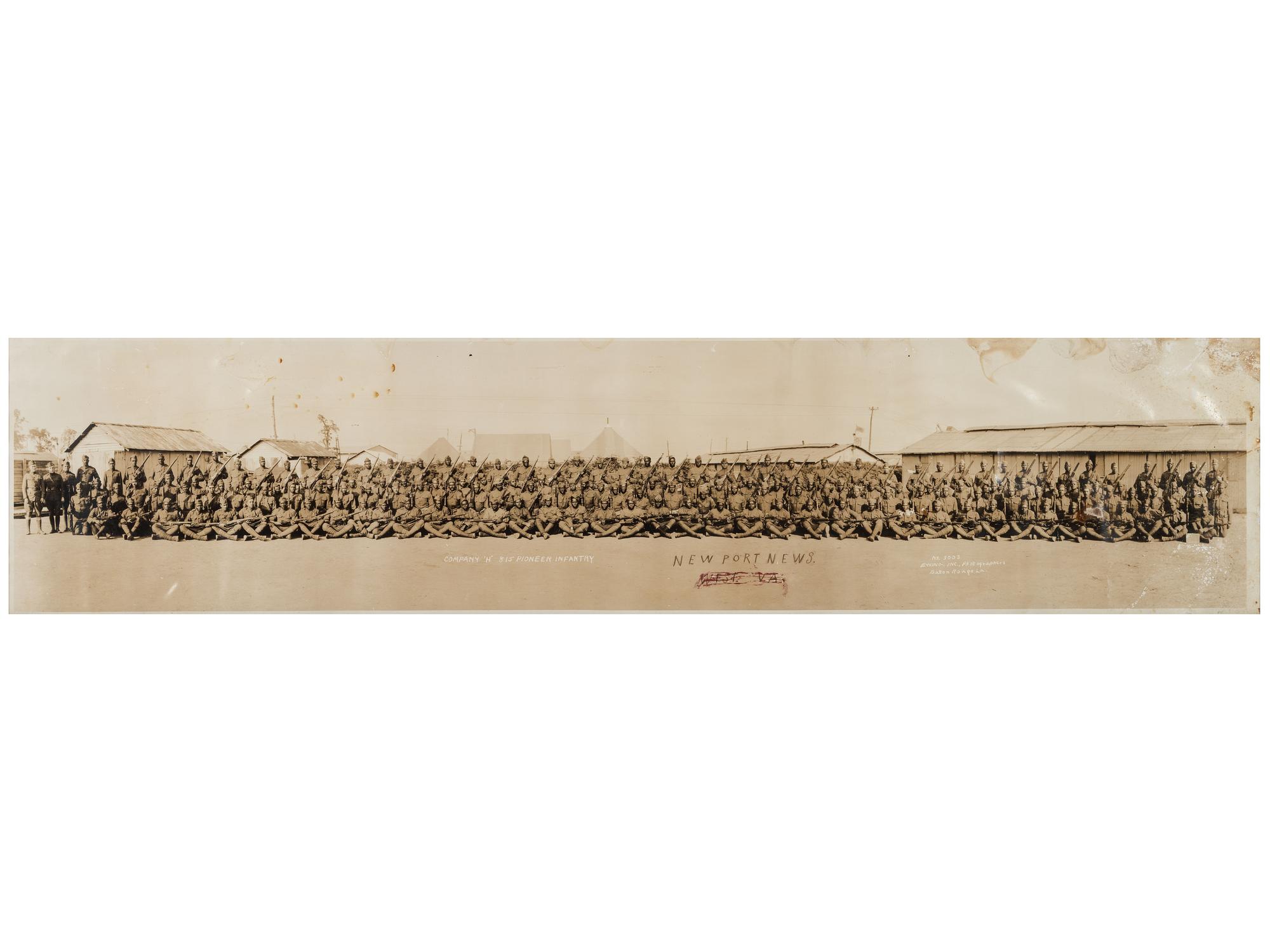 [WORLD WAR I]. Panoramic photograph of Company "H," 815th Pioneer Infantry Regiment.