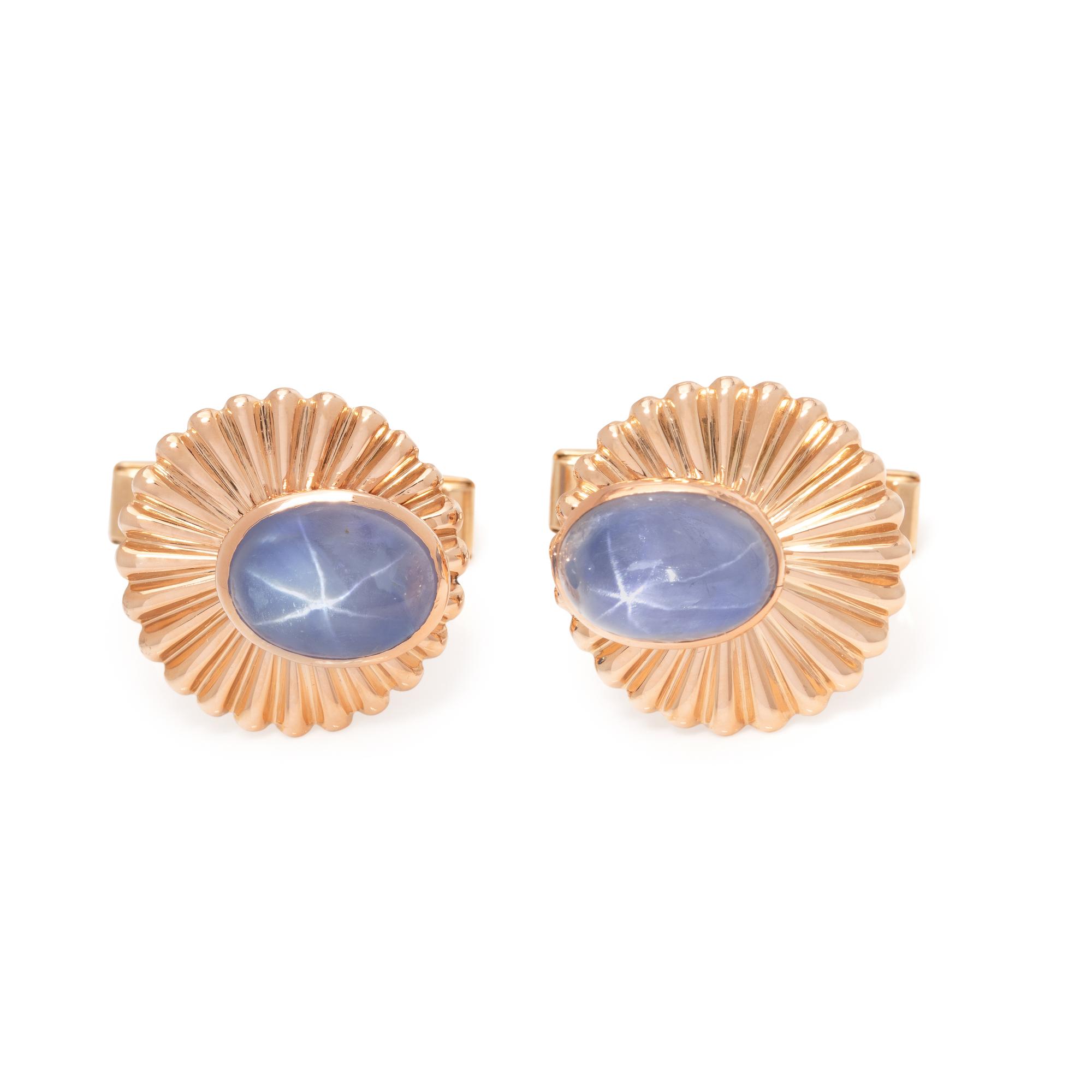YELLOW GOLD AND STAR SAPPHIRE CUFFLINKS