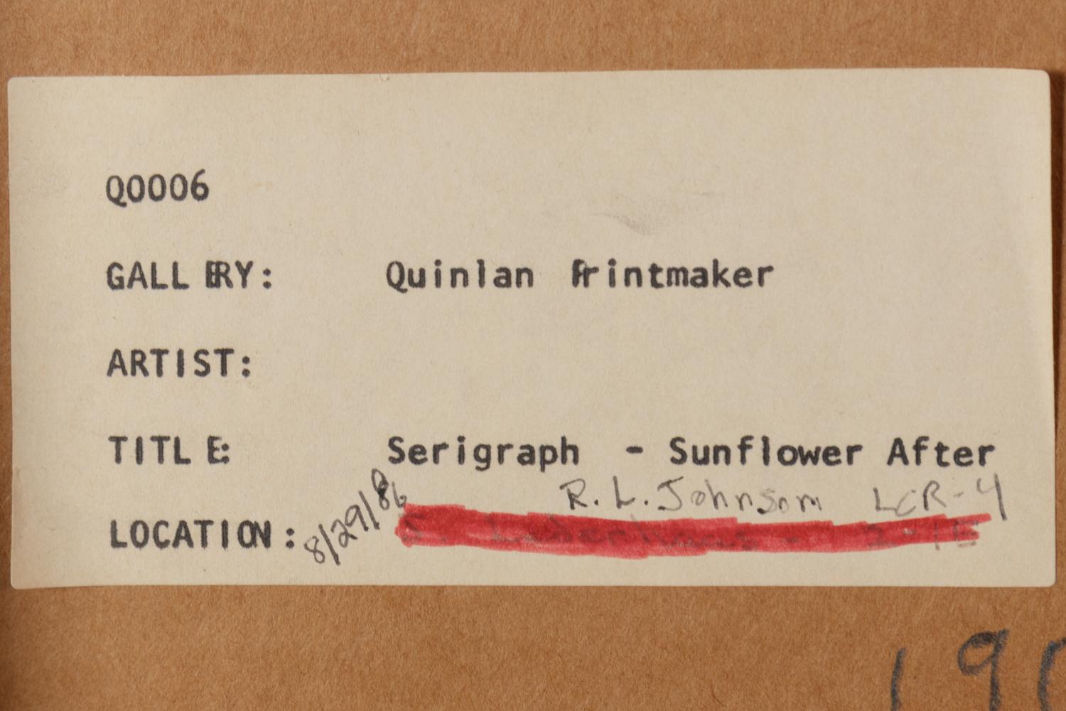 Mountain Grove, 1975 and Sunflowers After, 1972