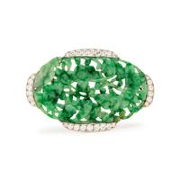 ART DECO, JADE AND DIAMOND BROOCH
