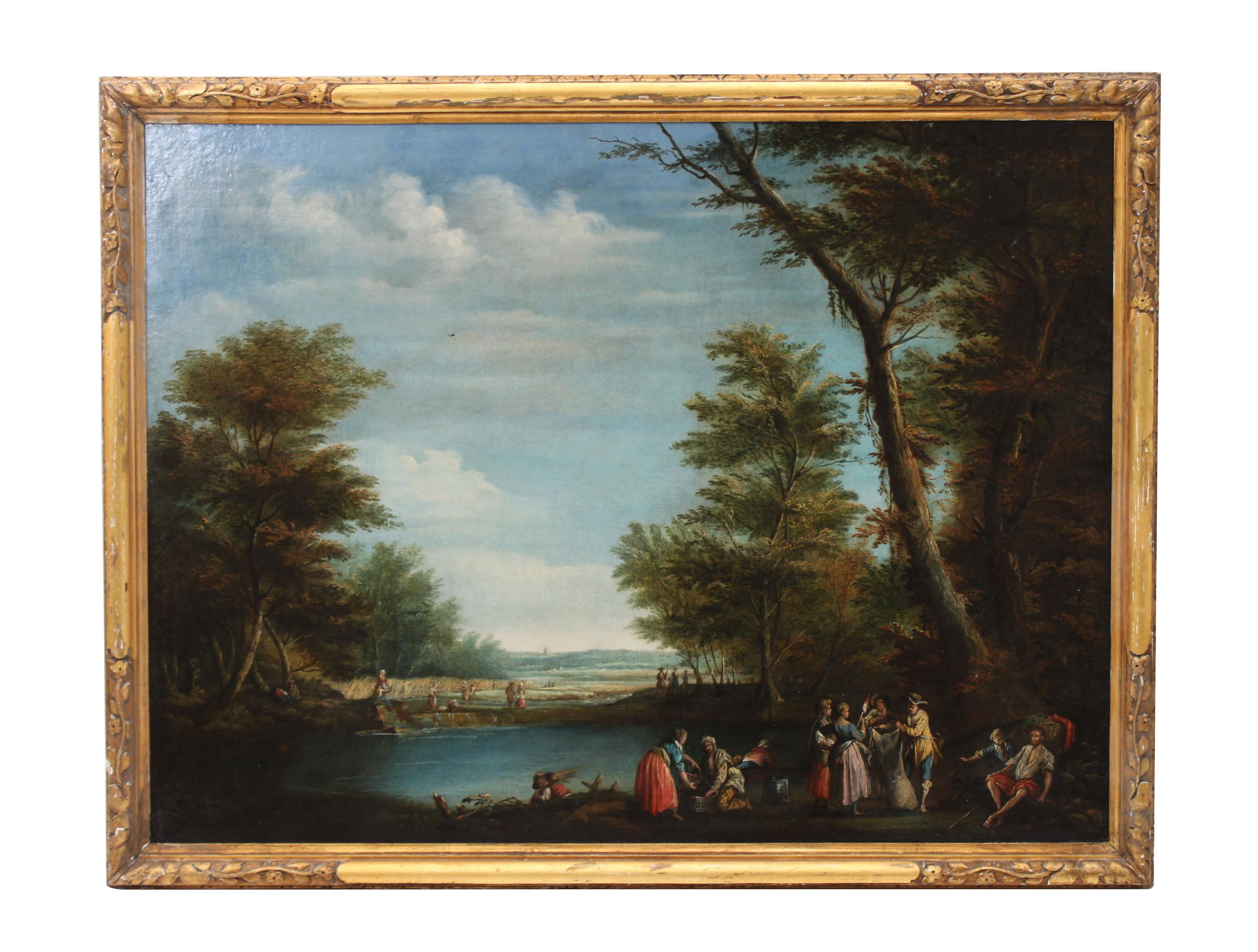 Artist Unknown, (Continental School), Figures in a landscape