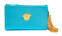 Gianni Versace Couture Blue Satin Goldtone Medusa Handbag, 1990s