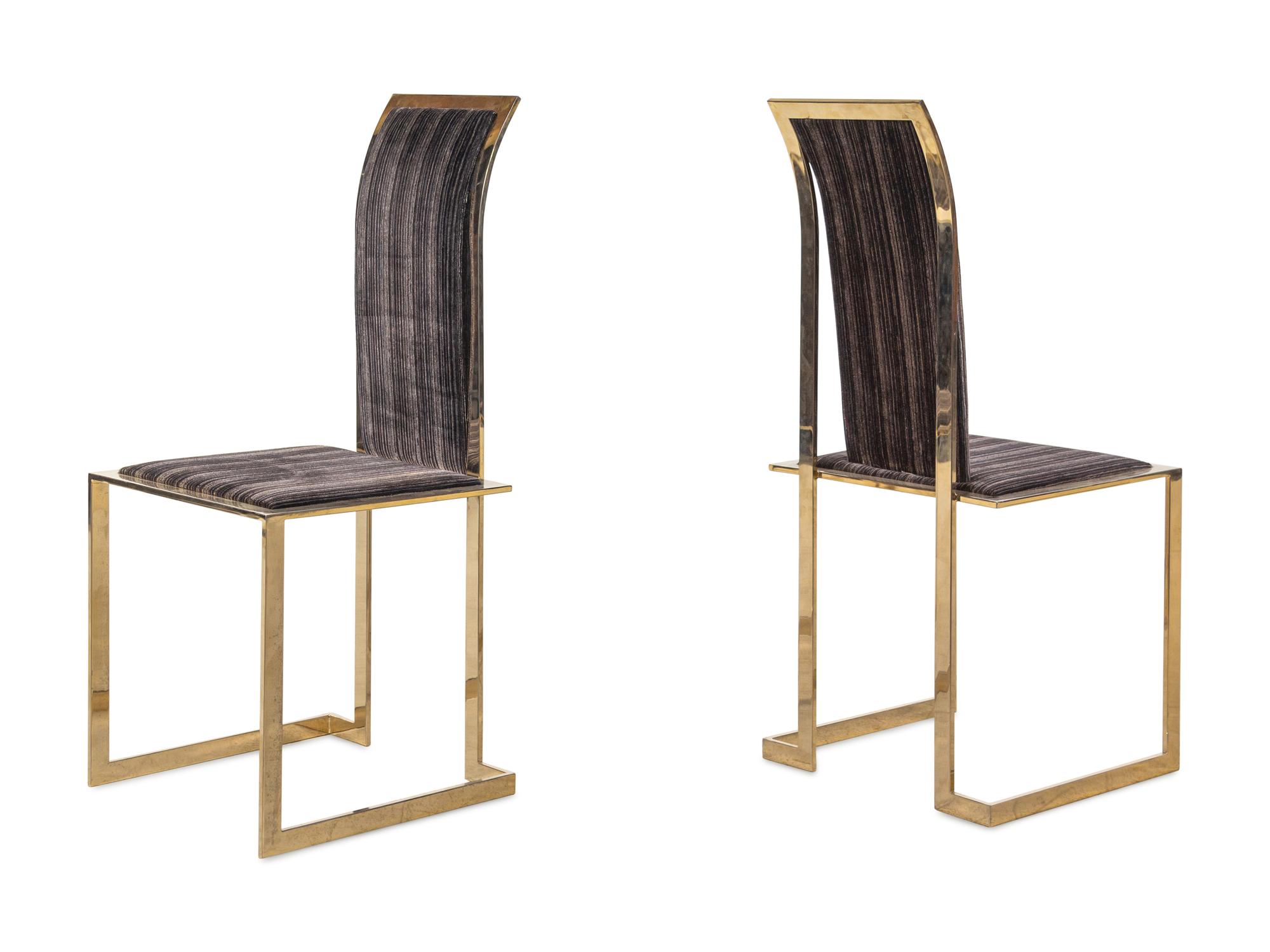 A Set of Four Brass Dining Chairs