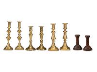 Three Pairs of English Brass Candlesticks