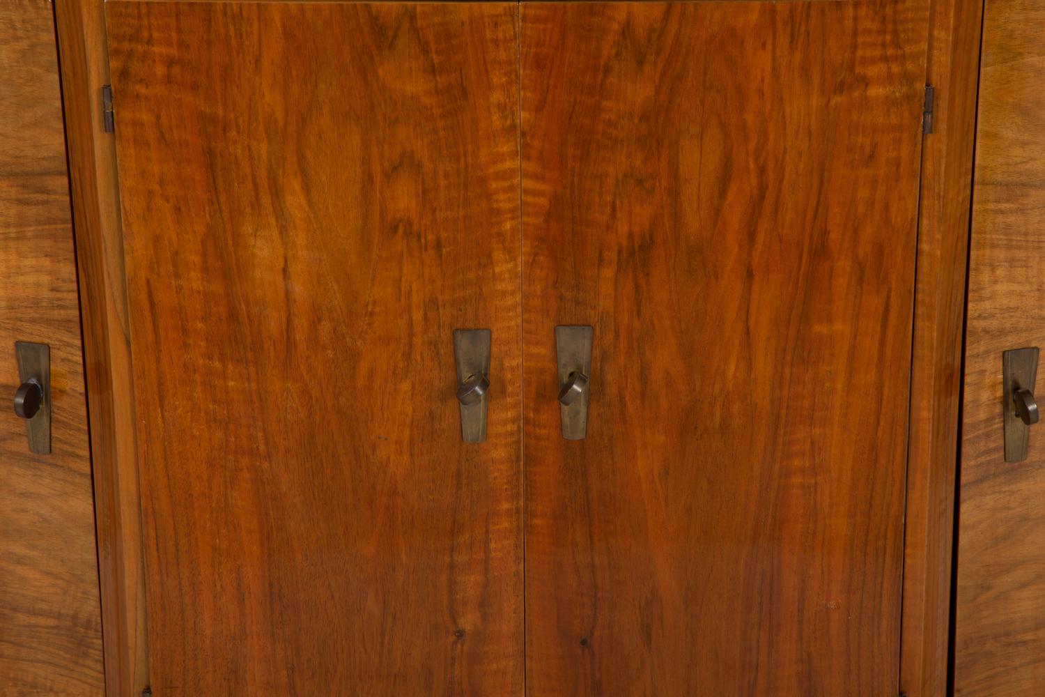 An Art Deco Figured Walnut Bar Cabinet