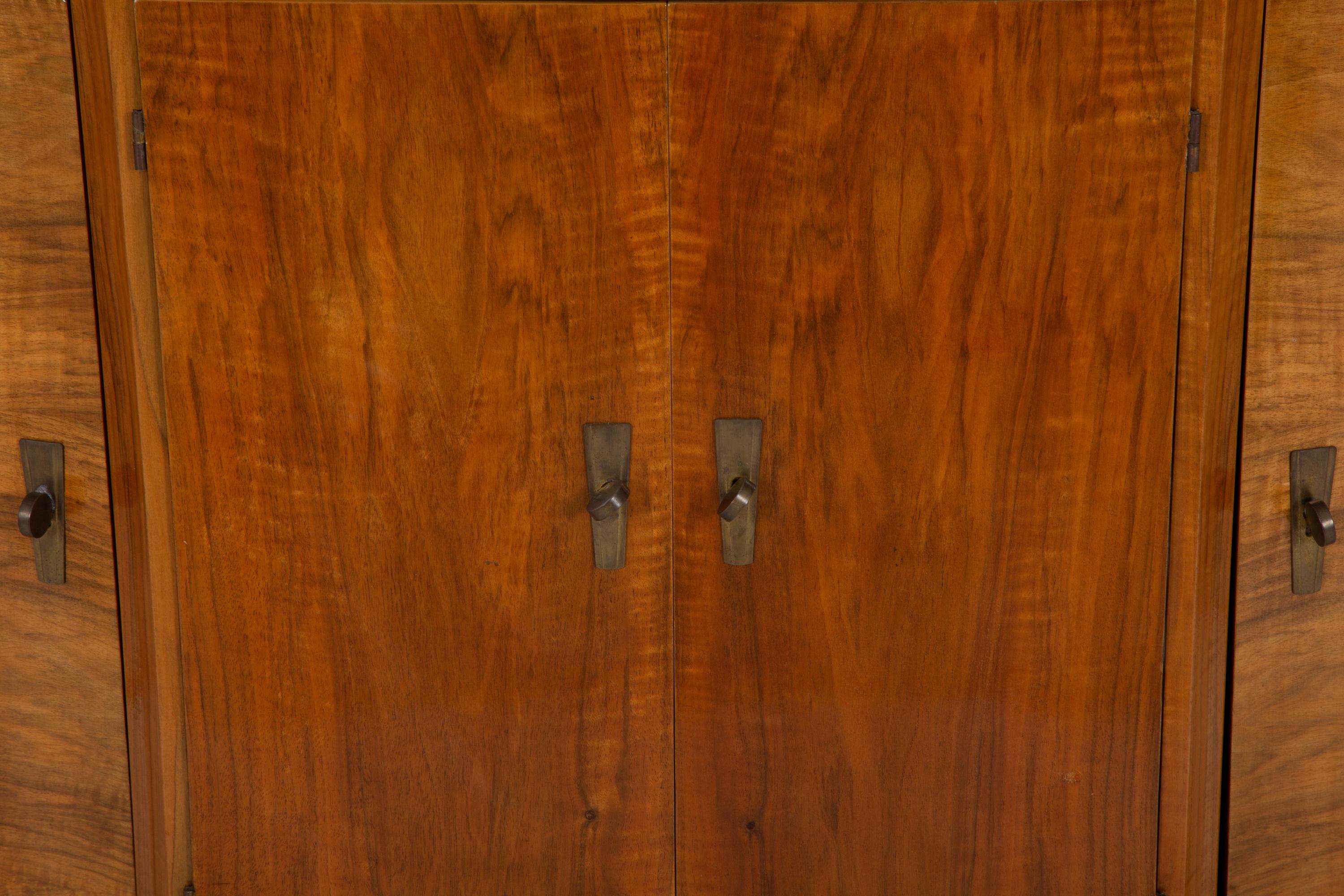 An Art Deco Figured Walnut Bar Cabinet