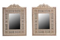 A Pair of Levantine Marquetry and Mother-of-Pearl Inlaid Mirrors