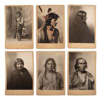 [NATIVE AMERICANS]. BARRY, J., photographer. A group of 6 cabinet cards of identified Ojibwe Indians. Thief River Falls, MN.