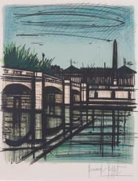 Bernard Buffet, (French, 1928-1999), Canal Scene
