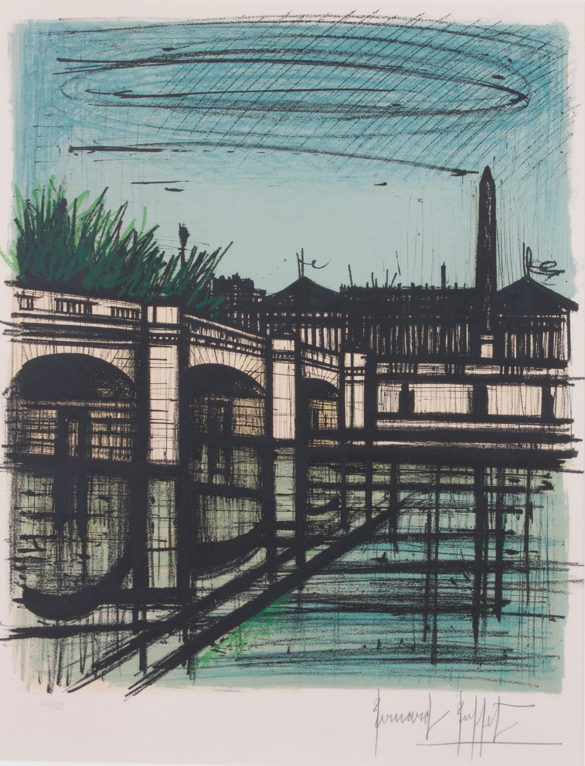 Bernard Buffet, (French, 1928-1999), Canal Scene
