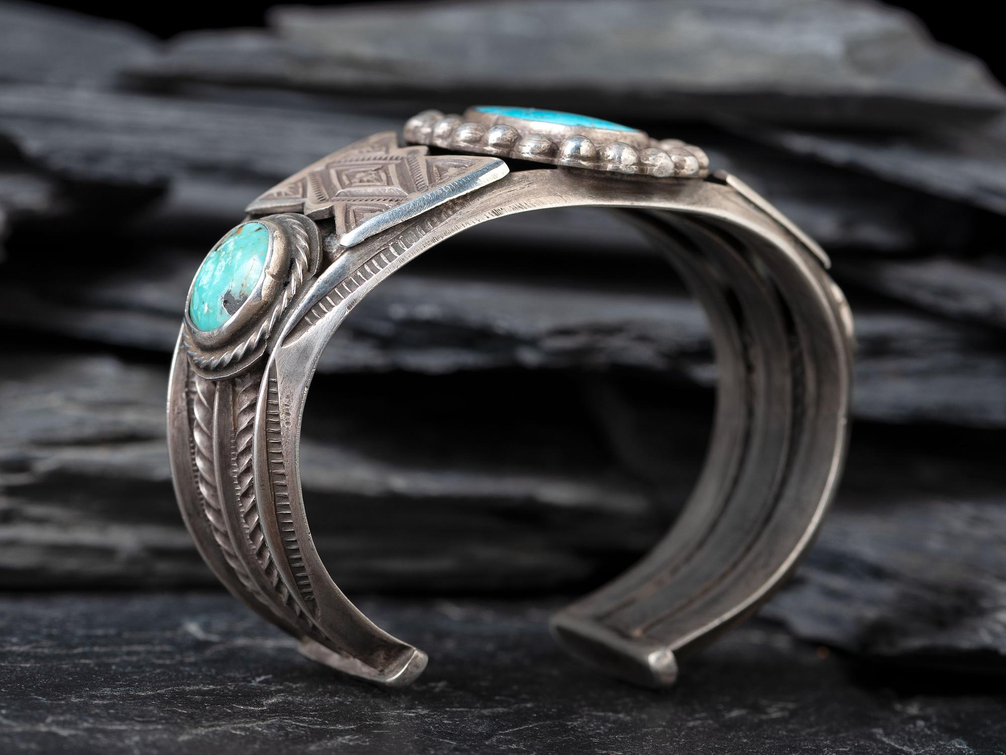 Navajo Silver and Turquoise Cuff Bracelet
