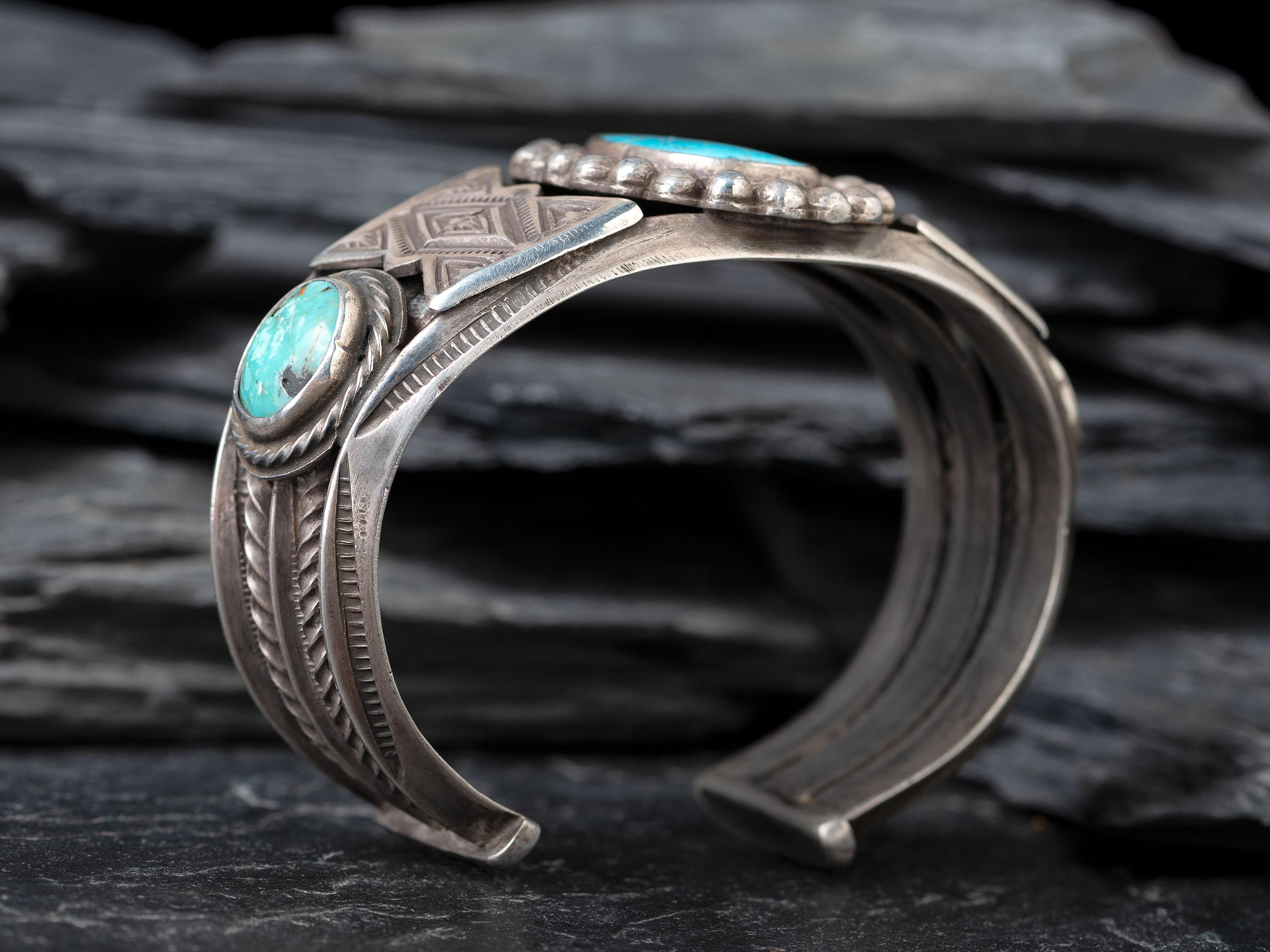 Navajo Silver and Turquoise Cuff Bracelet