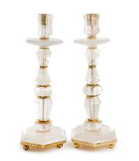A Pair of Gilt Metal Mounted Rock Crystal Candlesticks Height 22 1/2 inches. — 20TH CENTURY