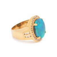 BLACK OPAL AND DIAMOND RING