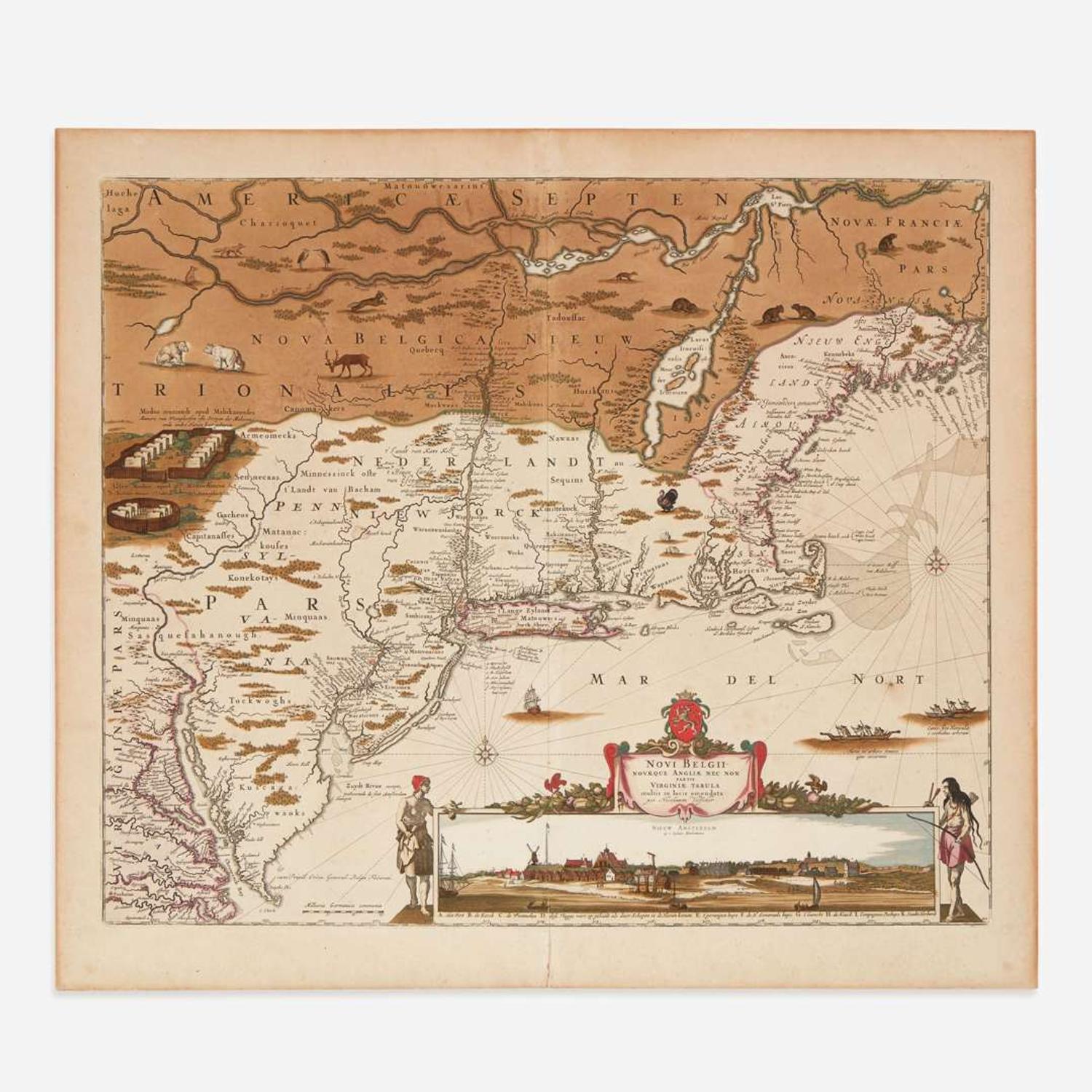 [Americana] [New York] Visscher, Nicolaas Jansz. Novi Belgii Novaeque Angliae nec non Partis Virginiae Tabula...