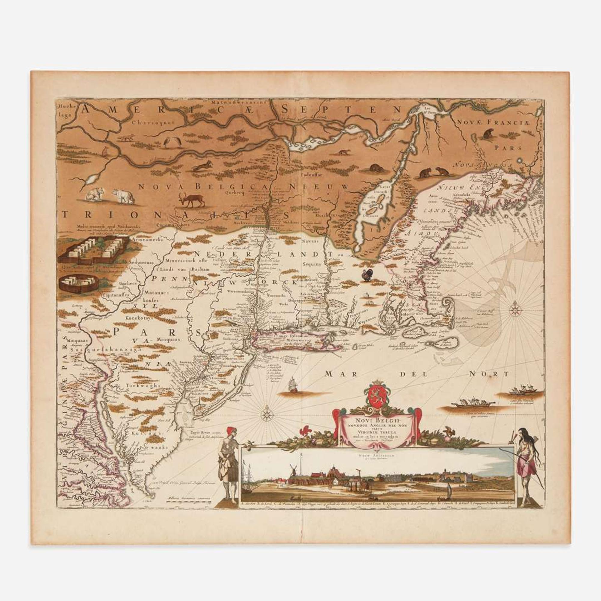 [Americana] [New York] Visscher, Nicolaas Jansz. Novi Belgii Novaeque Angliae nec non Partis Virginiae Tabula...