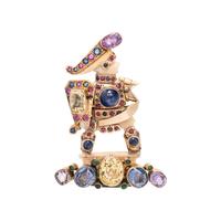 SEAMAN SCHEPPS, ROSE GOLD AND MULTIGEM WARRIOR BROOCH