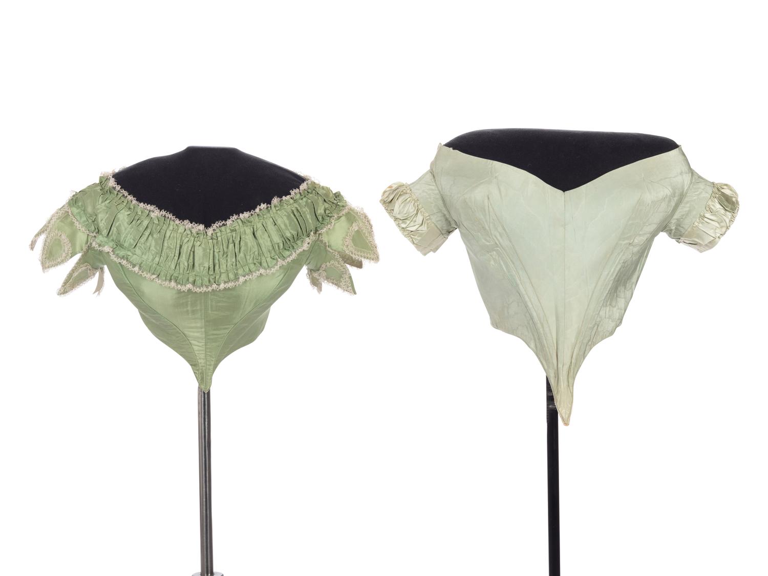 Three Silk Evening Bodices, 1850-60
