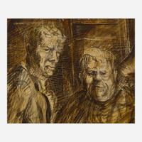 Reginald Marsh (American, 1898-1954) Bus Stop; with Study verso (Double-Sided Work)