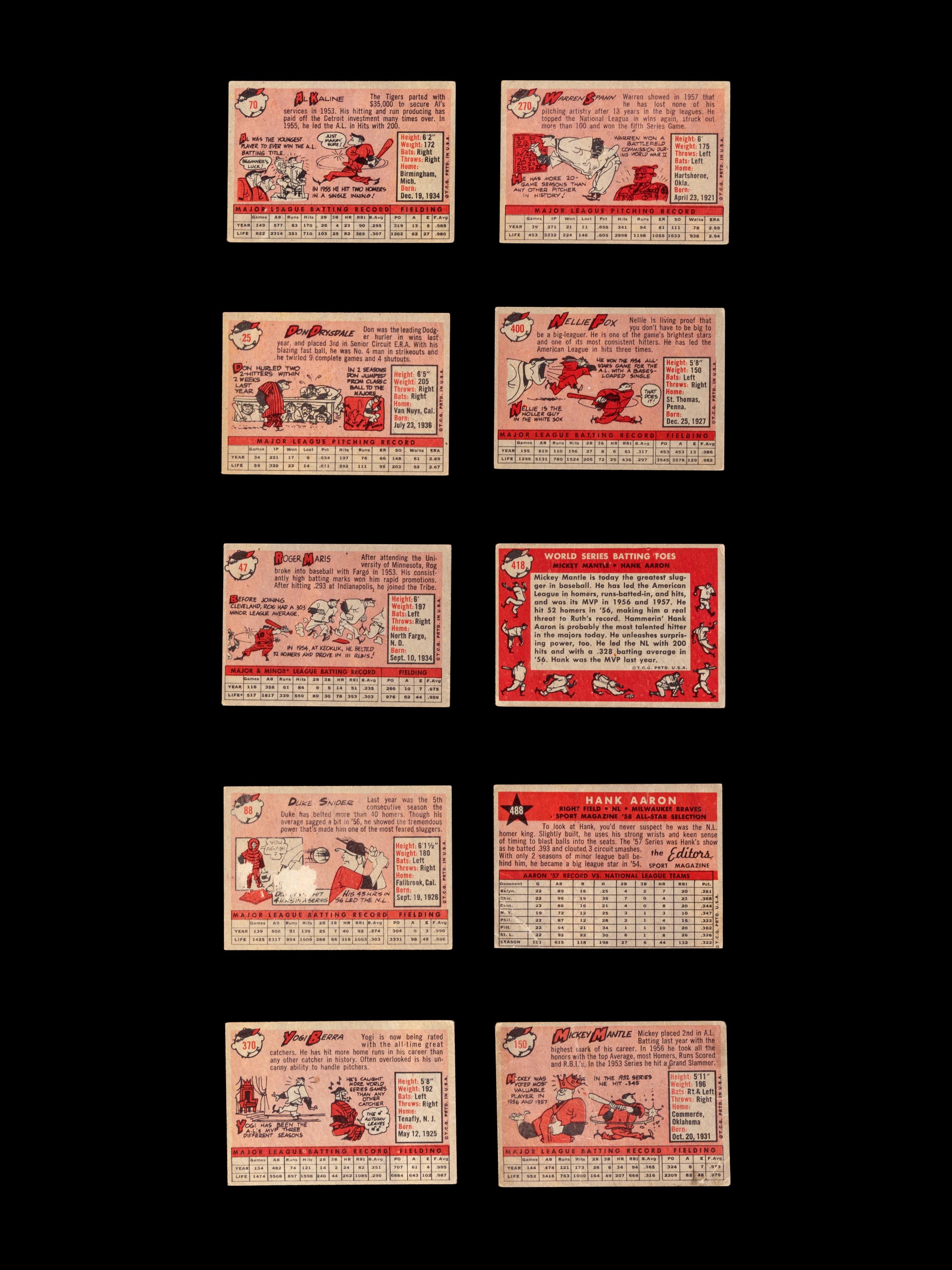 A Group of 133 1958 Topps Baseball Cards Including Roger Maris Rookie and Mickey Mantle,